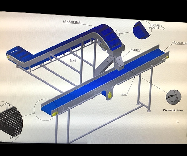 fryer infeed conveyor system for Namkeen industrymanufacturer and supplier in gujarat india